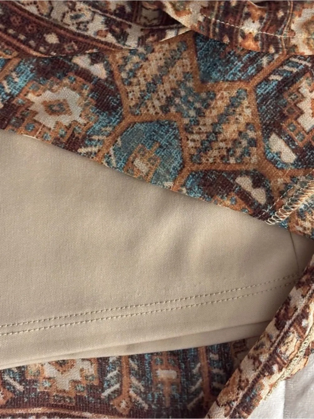 Lapis Geometric Pattern Midi Skirt Women’s Size L Brown and Teal